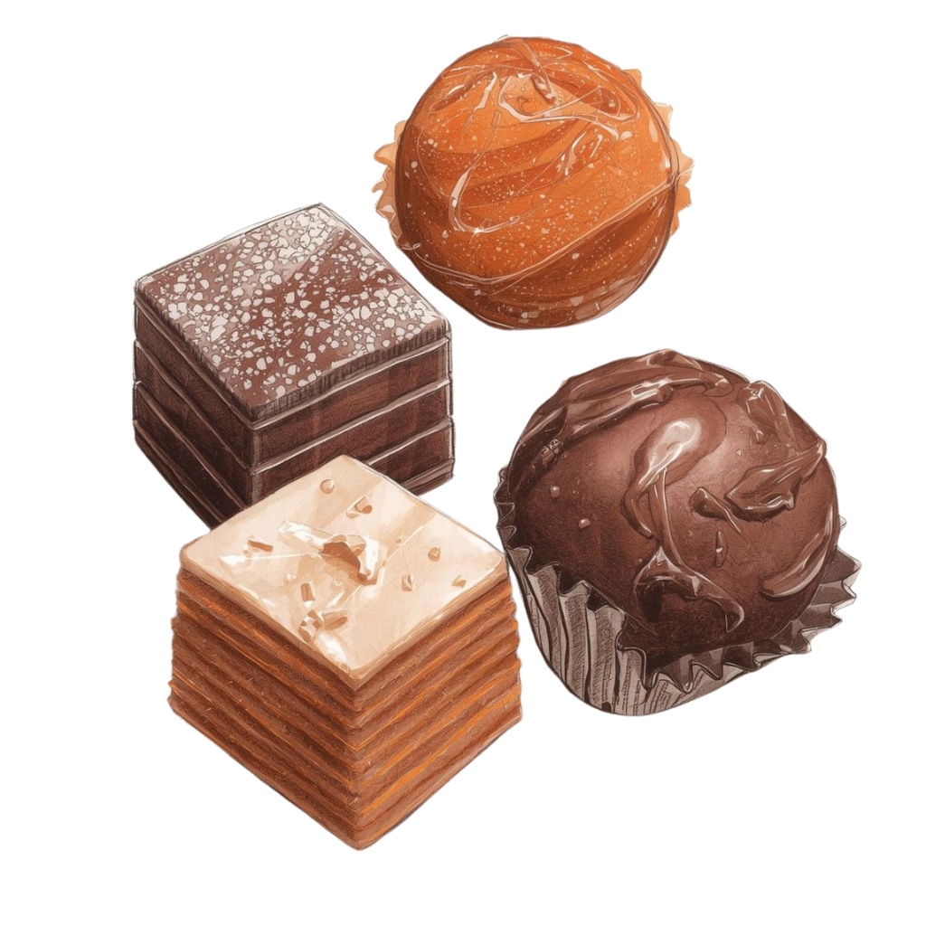 バレンタインにも使えるチョコ好きさんのためのチョコレートクリップアート素材セット1 PNG形式(背景透過)39種