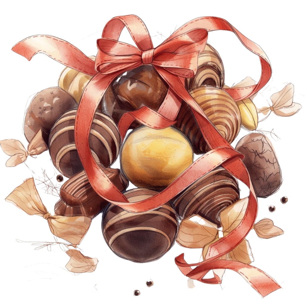 バレンタインにも使えるチョコ好きさんのためのチョコレートクリップアート素材セット1 PNG形式(背景透過)39種