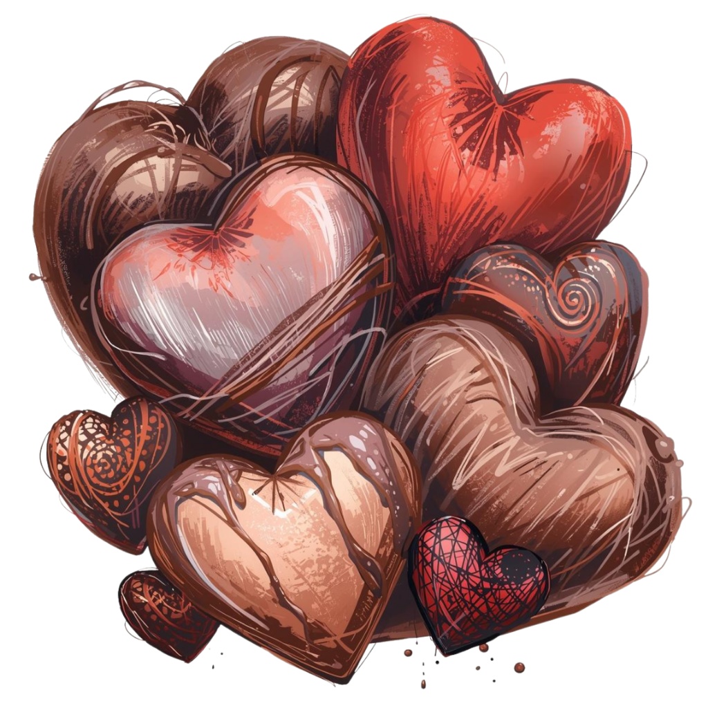 バレンタインにも使えるチョコ好きさんのためのチョコレートクリップアート素材セット1 PNG形式(背景透過)39種