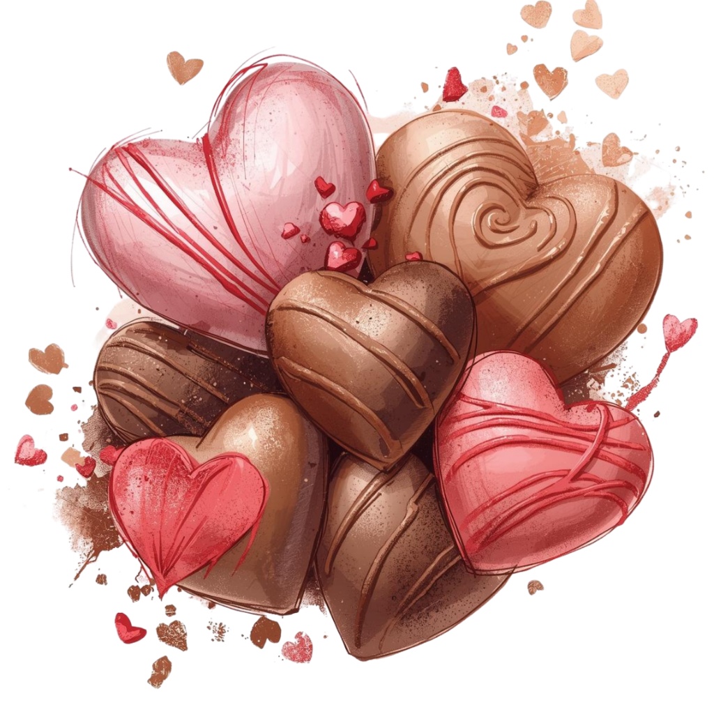 バレンタインにも使えるチョコ好きさんのためのチョコレートクリップアート素材セット1 PNG形式(背景透過)39種