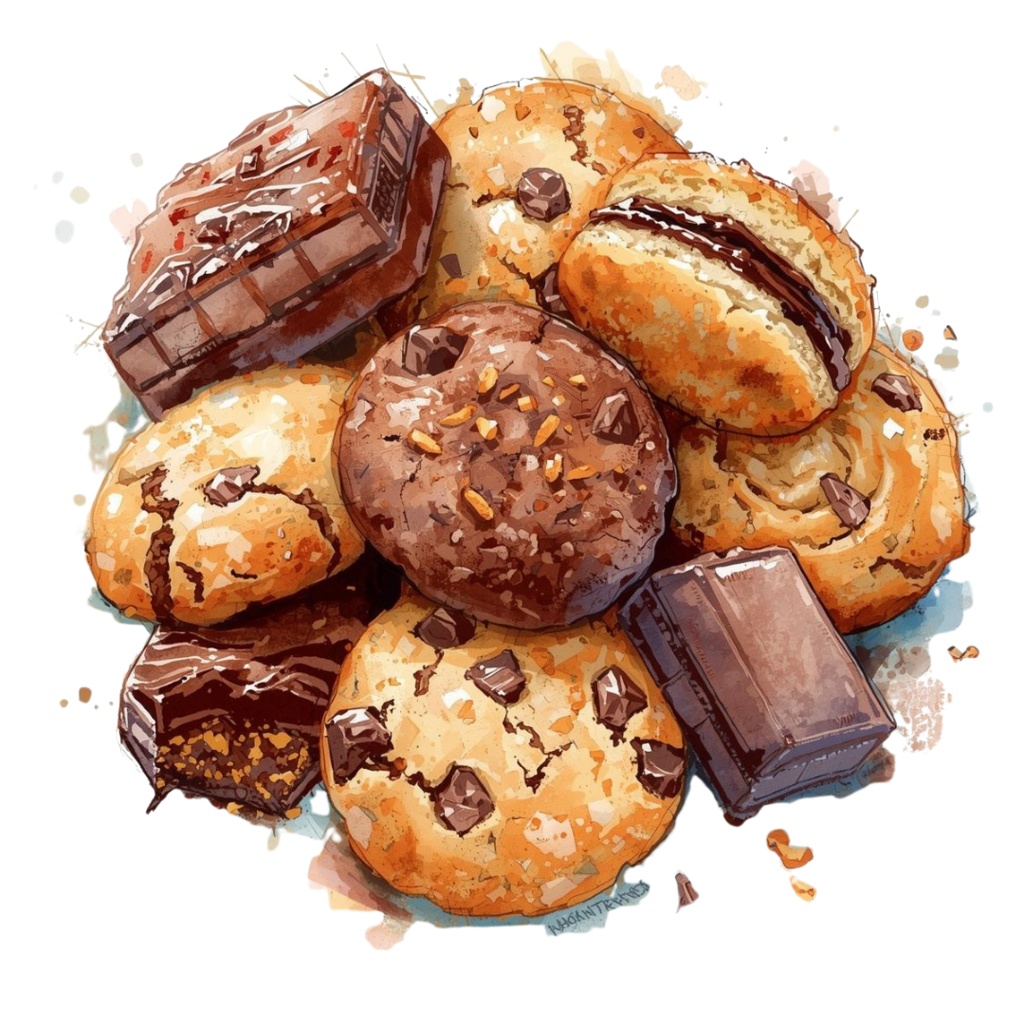 バレンタインにも使えるチョコ好きさんのためのチョコレートクリップアート素材セット1 PNG形式(背景透過)39種