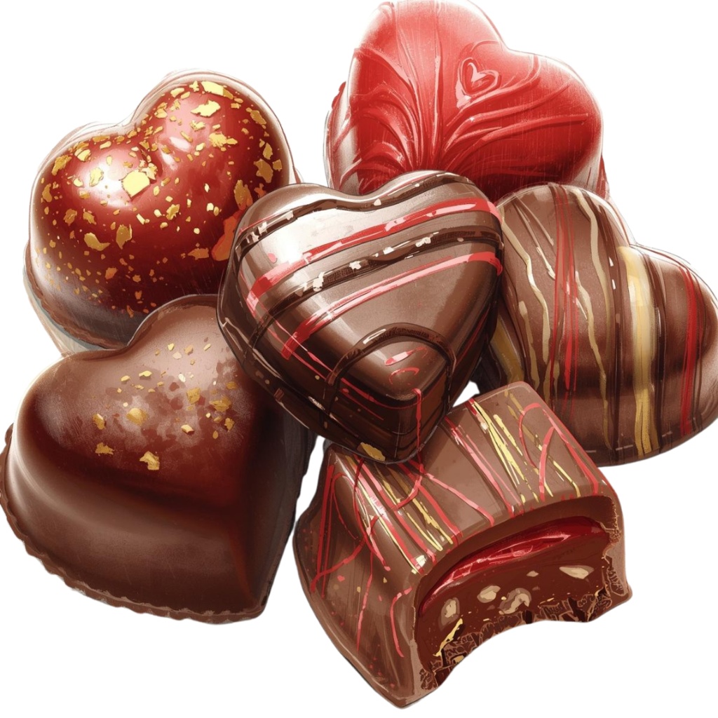 バレンタインにも使えるチョコ好きさんのためのチョコレートクリップアート素材セット1 PNG形式(背景透過)39種