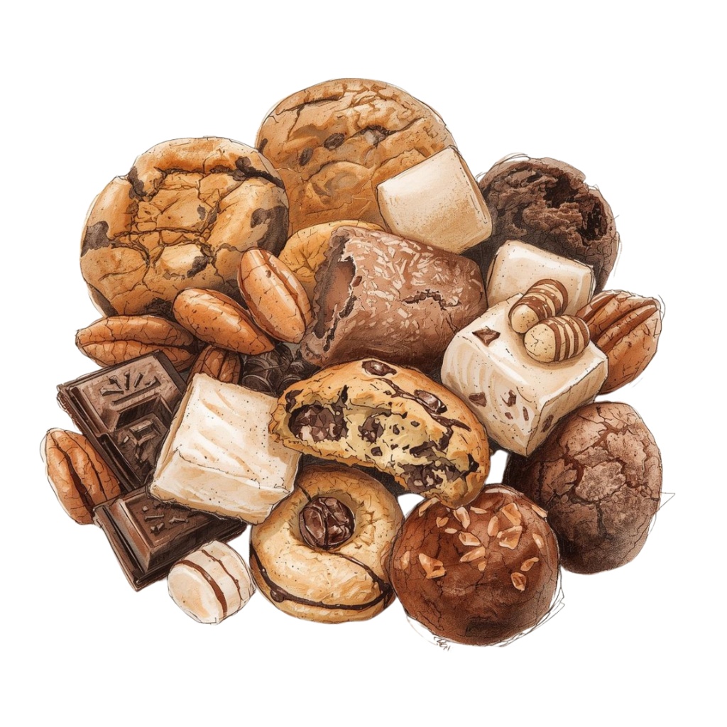 バレンタインにも使えるチョコ好きさんのためのチョコレートクリップアート素材セット1 PNG形式(背景透過)39種