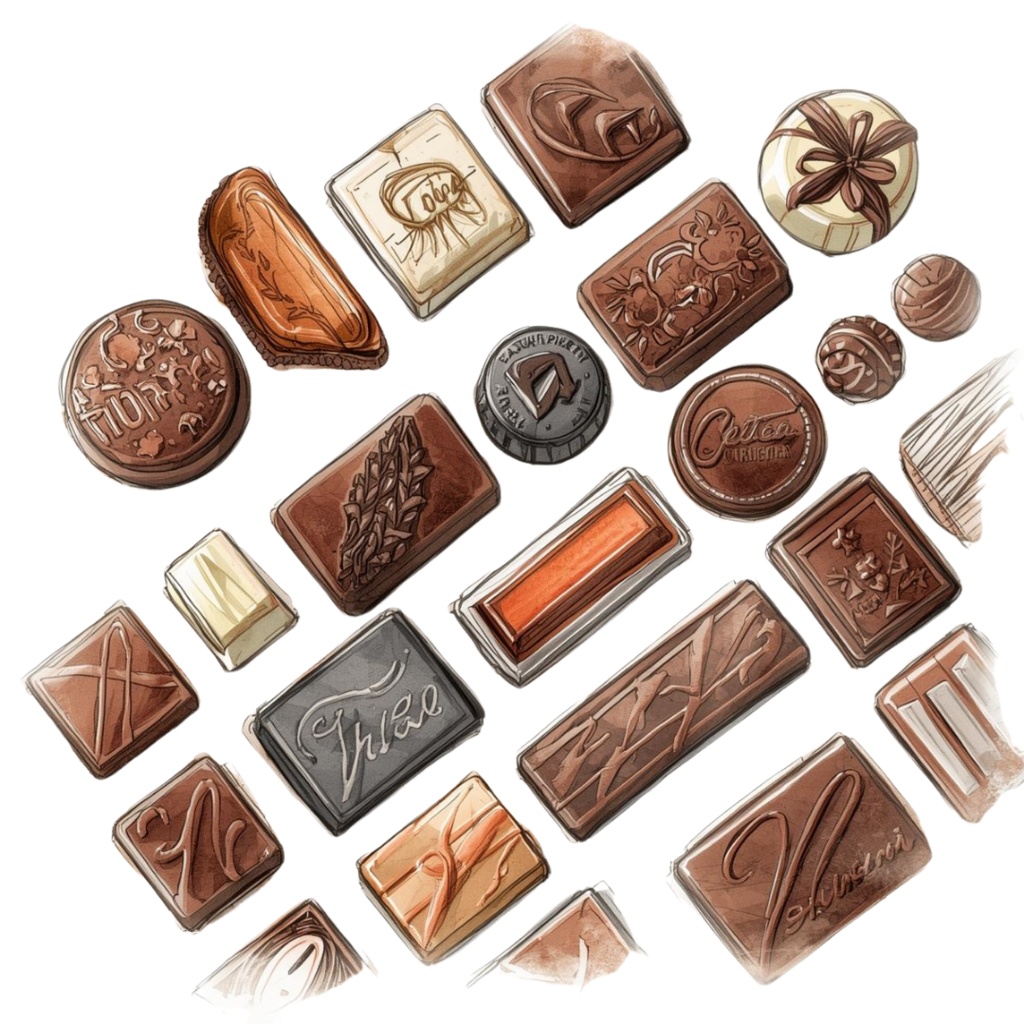 チョコ好きさんのためのチョコレートクリップアート素材セット4 PNG形式(背景透過)34種