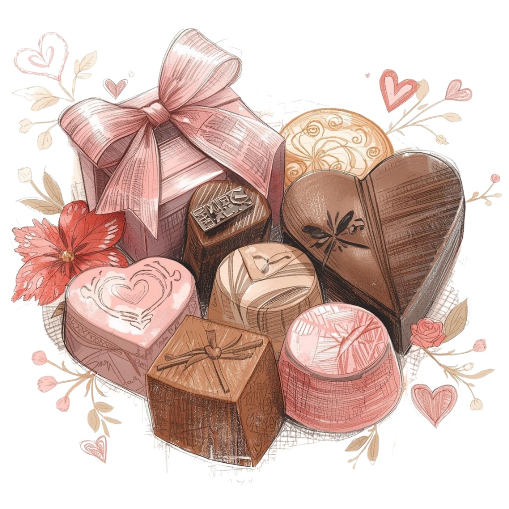 チョコ好きさんのためのチョコレートクリップアート素材セット4 PNG形式(背景透過)34種