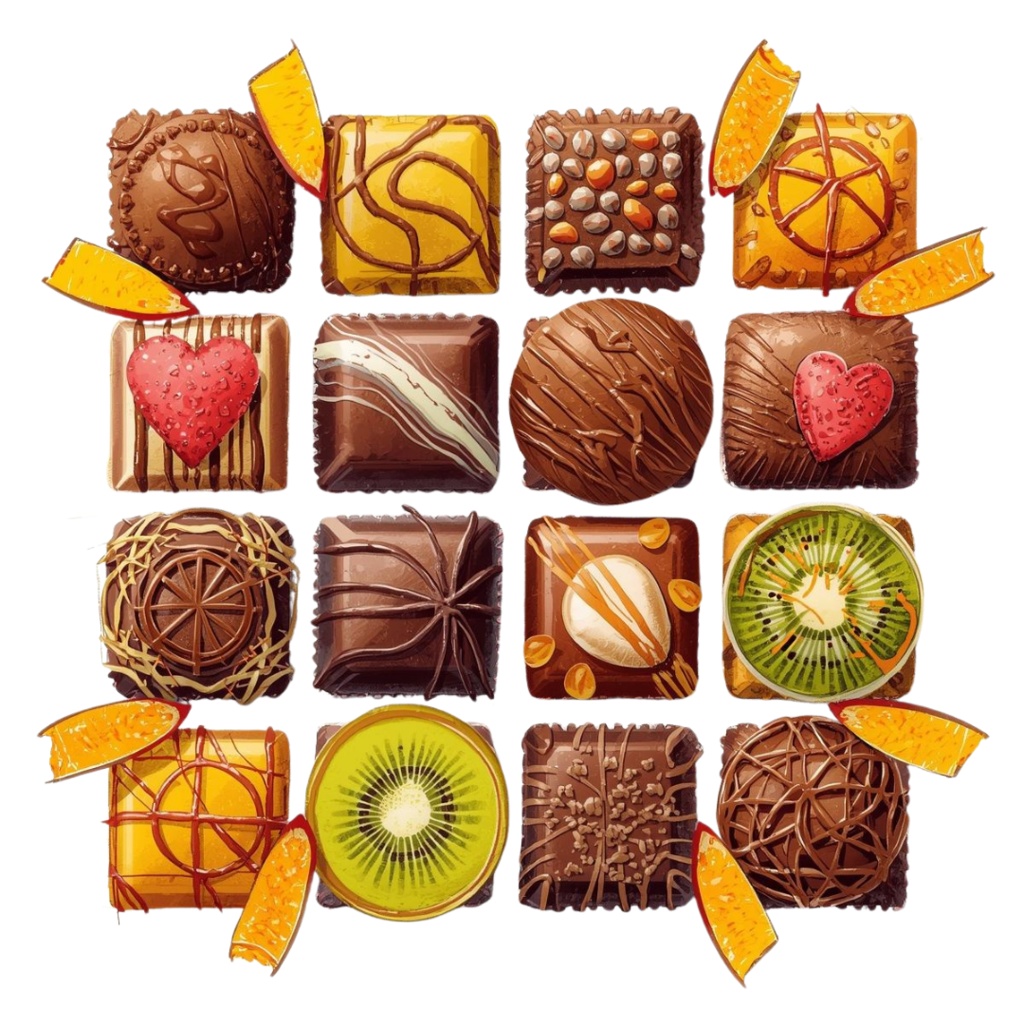 チョコ好きさんのためのチョコレートクリップアート素材セット4 PNG形式(背景透過)34種