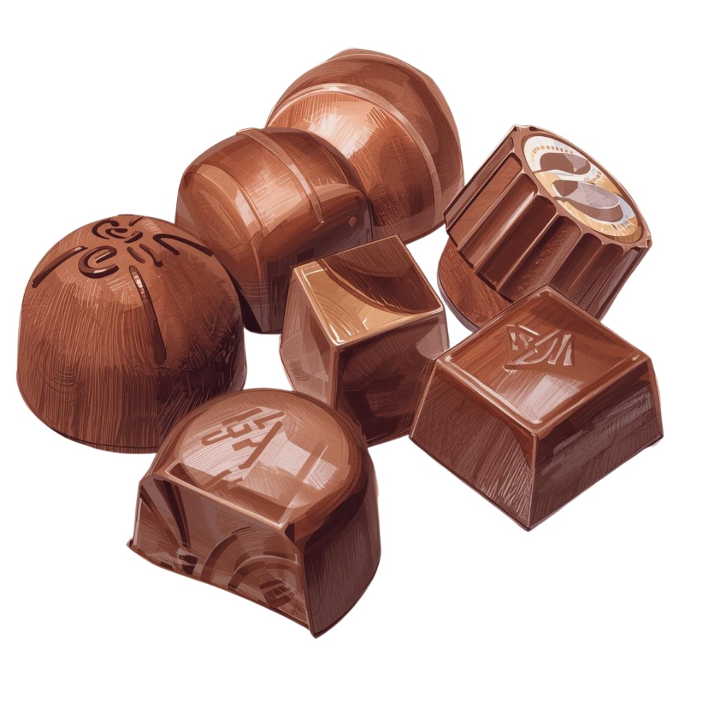 チョコ好きさんのためのチョコレートクリップアート素材セット4 PNG形式(背景透過)34種