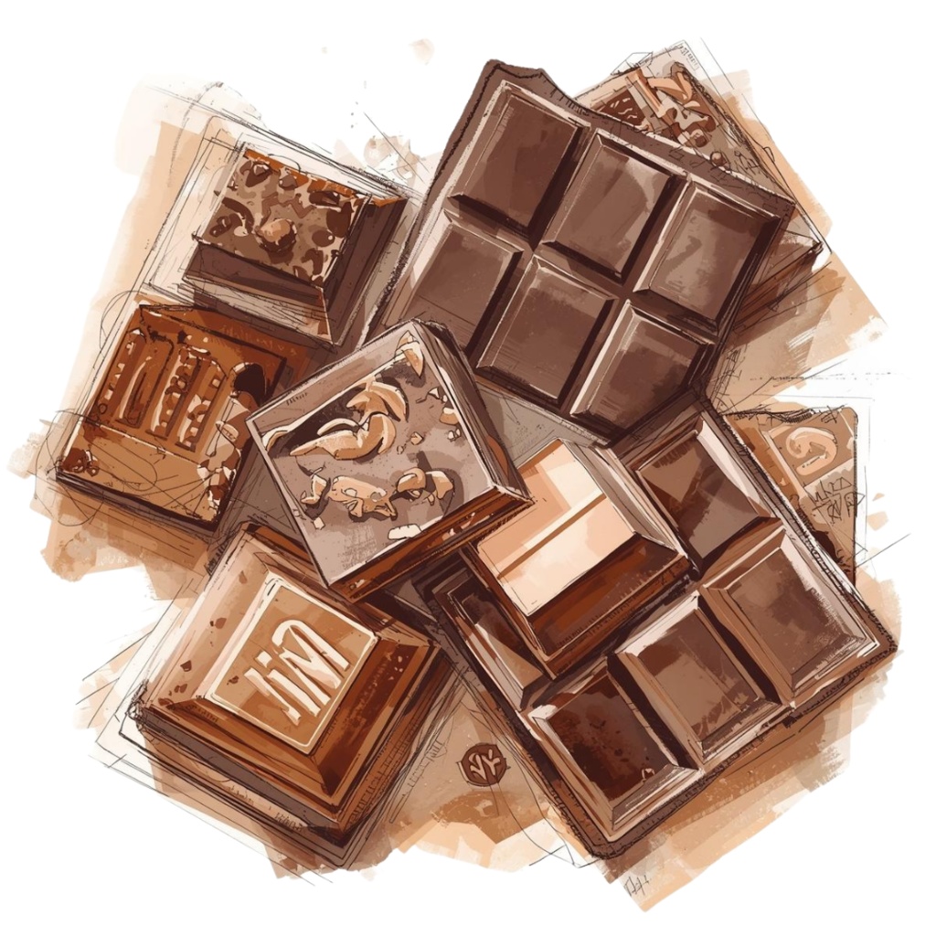 チョコ好きさんのためのチョコレートクリップアート素材セット4 PNG形式(背景透過)34種