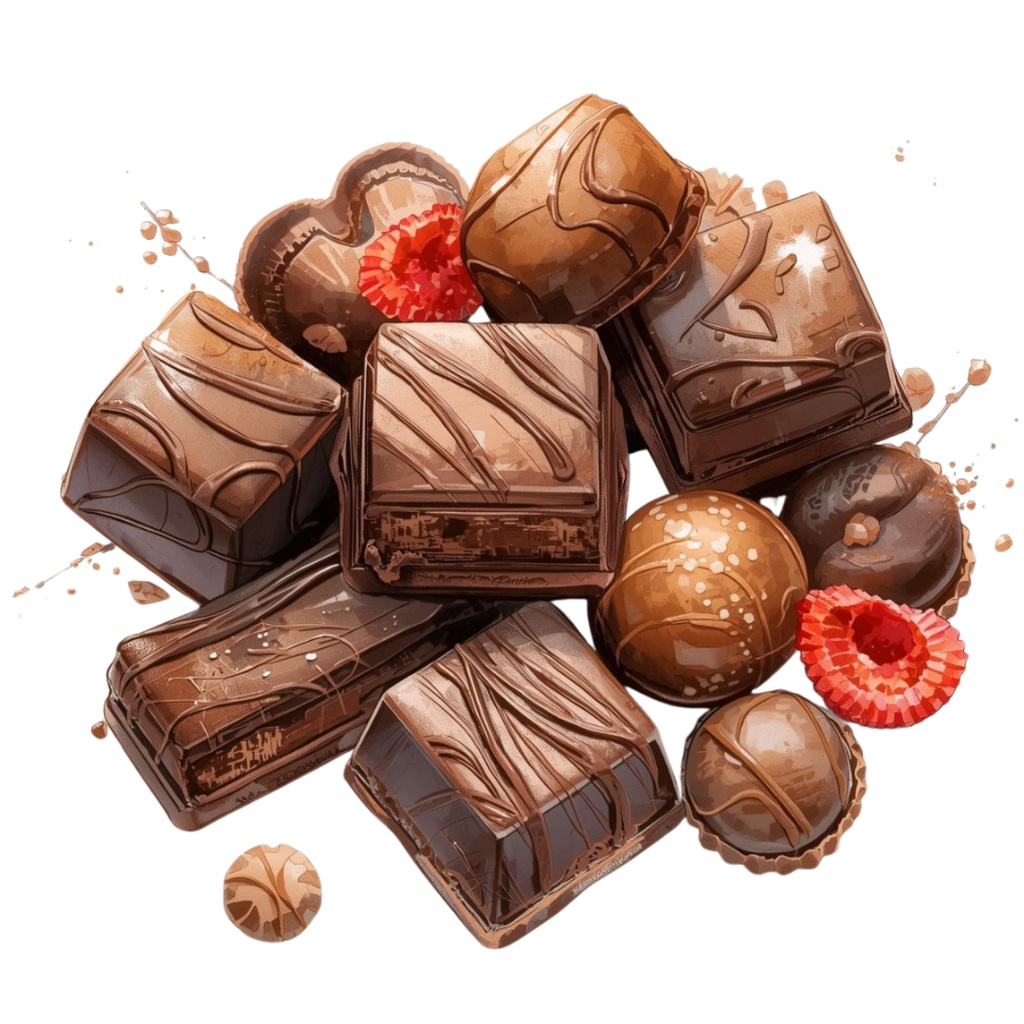 チョコ好きさんのためのチョコレートクリップアート素材セット4 PNG形式(背景透過)34種