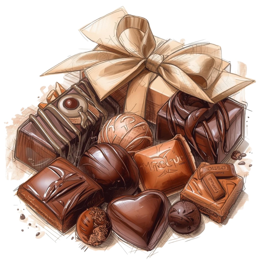 チョコ好きさんのためのチョコレートクリップアート素材セット4 PNG形式(背景透過)34種