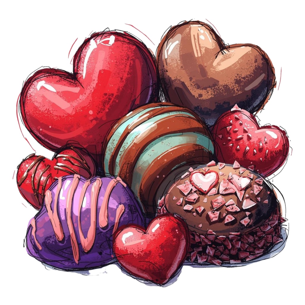 チョコ好きさんのためのチョコレートクリップアート素材セット4 PNG形式(背景透過)34種