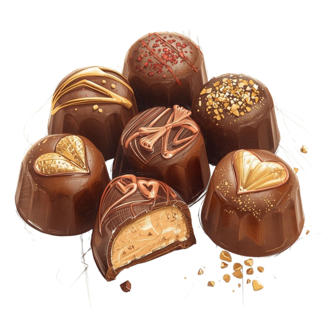 チョコ好きさんのためのチョコレートクリップアート素材セット2 PNG形式(背景透過)39種