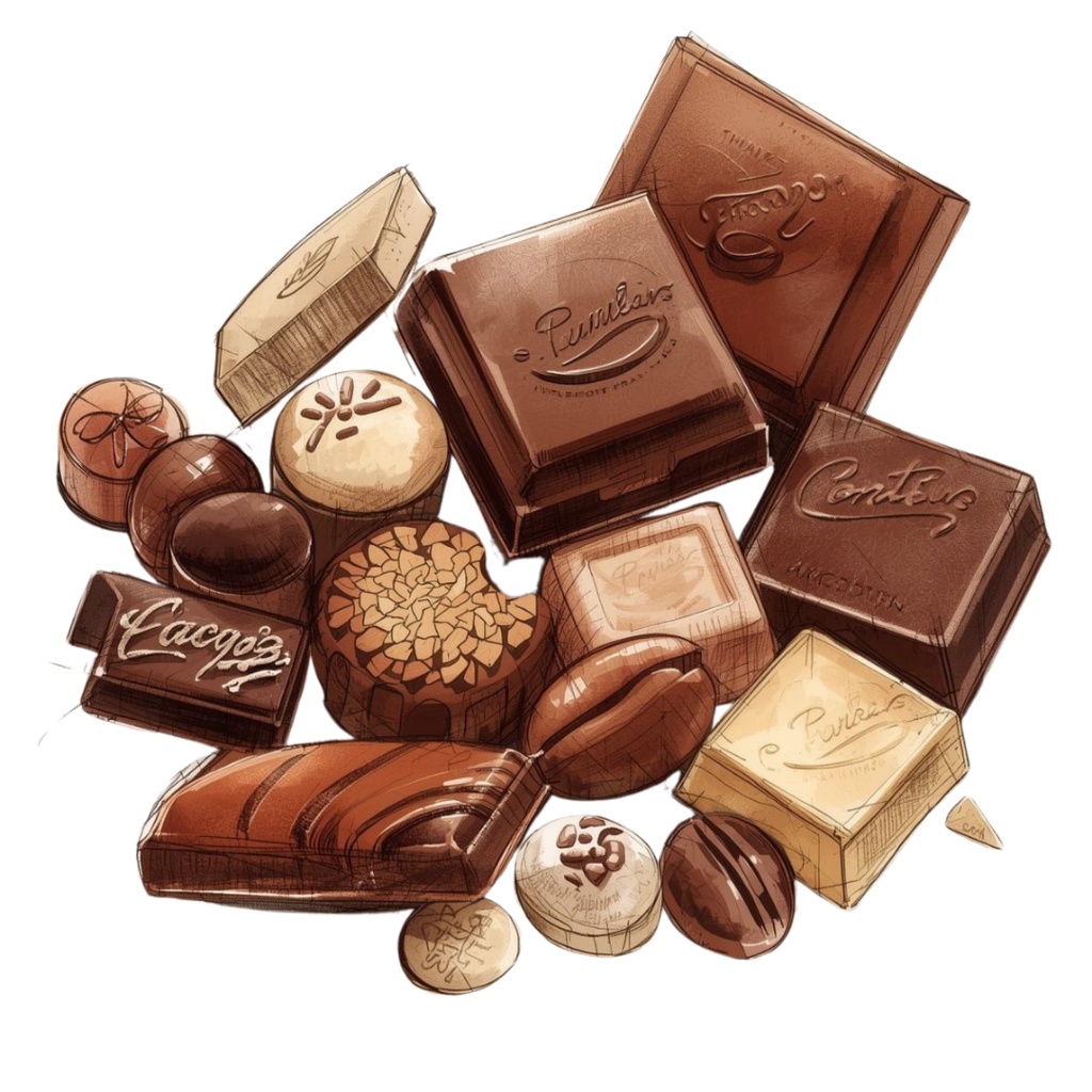 チョコ好きさんのためのチョコレートクリップアート素材セット2 PNG形式(背景透過)39種