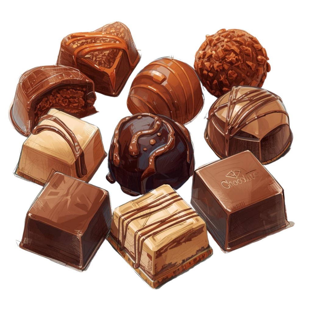 チョコ好きさんのためのチョコレートクリップアート素材セット2 PNG形式(背景透過)39種