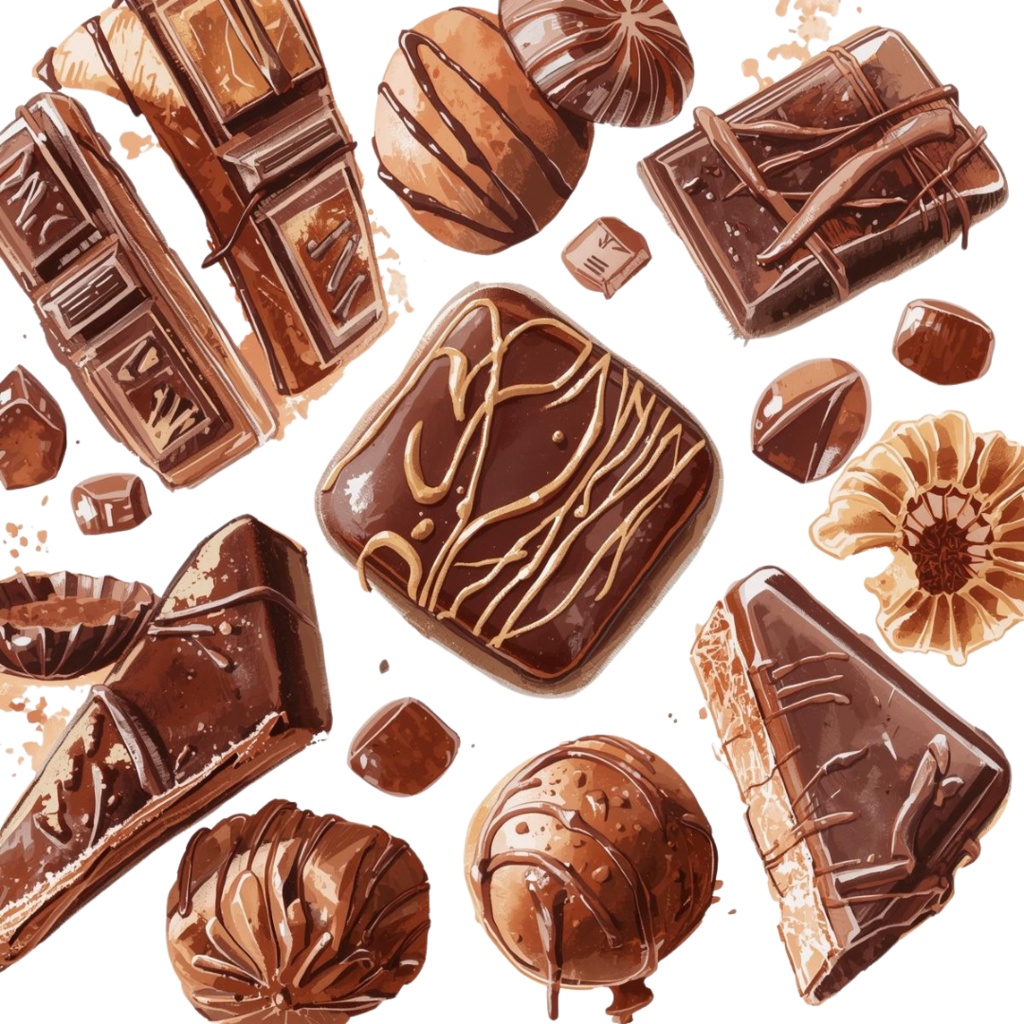 チョコ好きさんのためのチョコレートクリップアート素材セット2 PNG形式(背景透過)39種