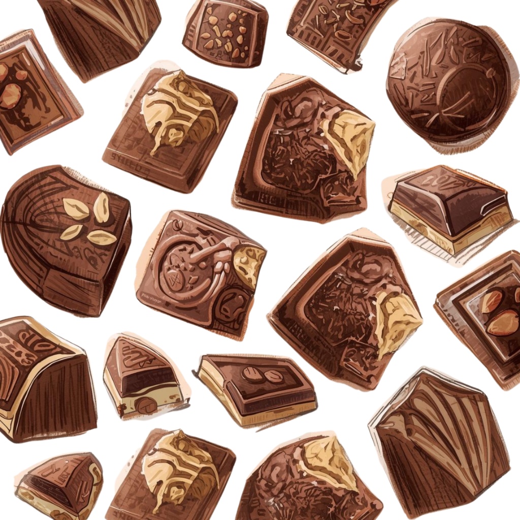 チョコ好きさんのためのチョコレートクリップアート素材セット3 PNG形式(背景透過)39種