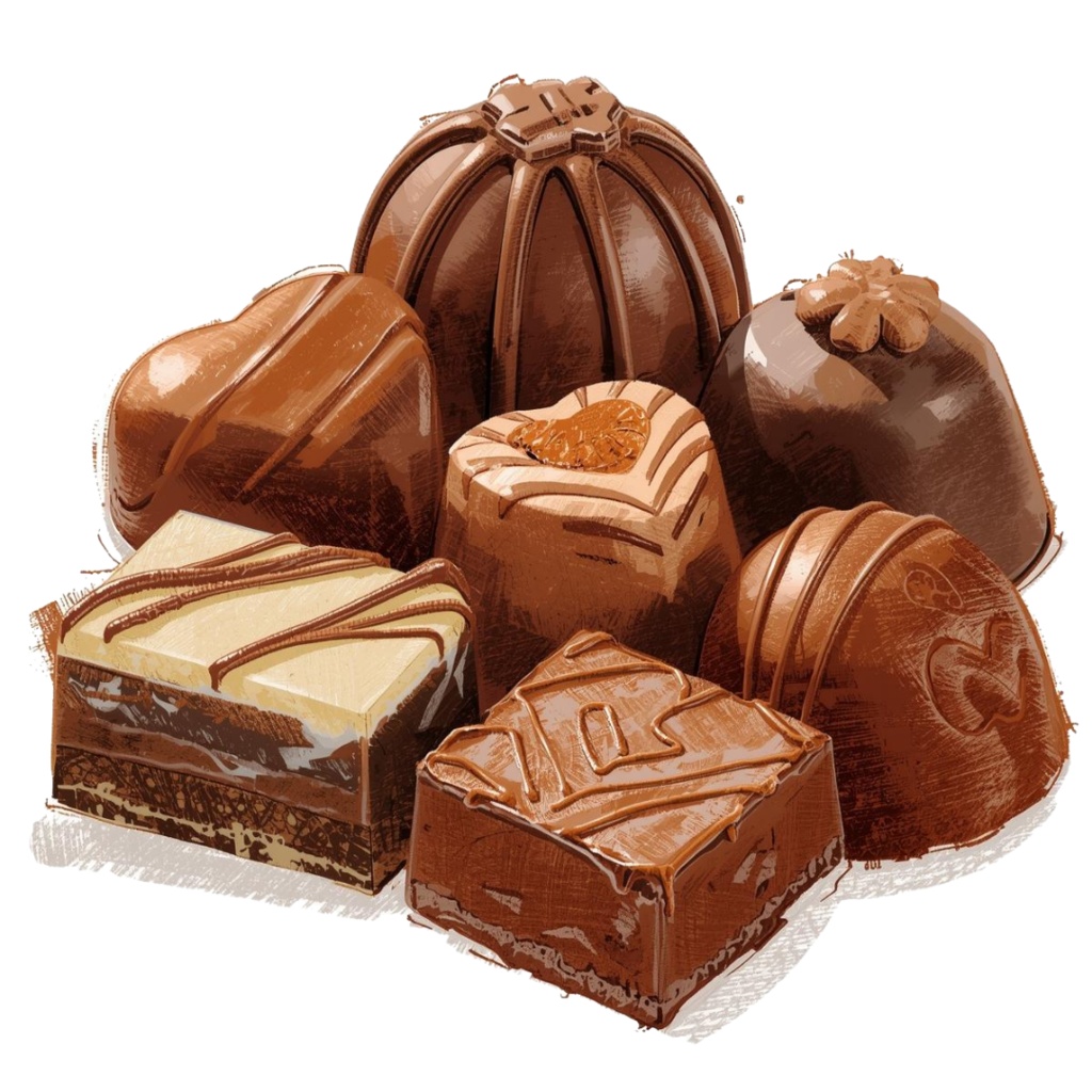 チョコ好きさんのためのチョコレートクリップアート素材セット3 PNG形式(背景透過)39種