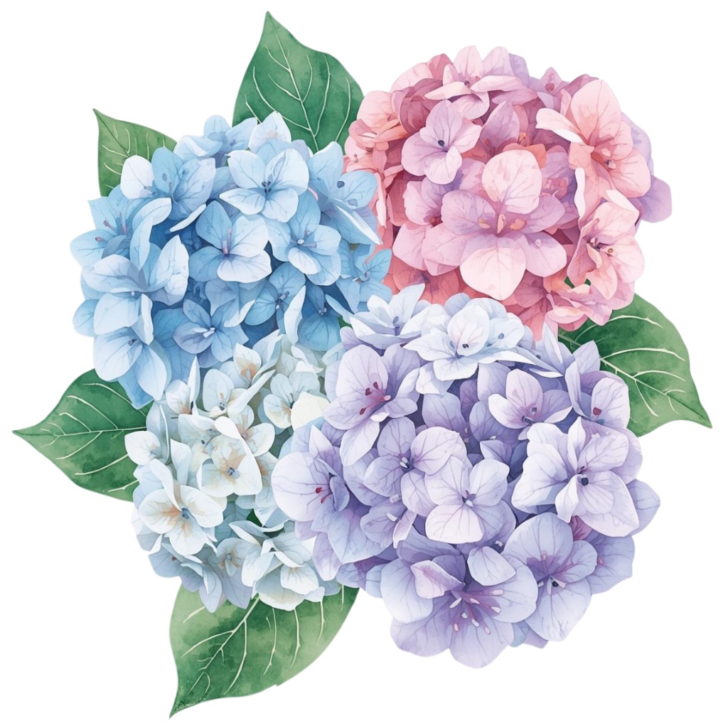 紫陽花・6月のイメージ クリップアートセット1 全41種 PING形式(背景透過)