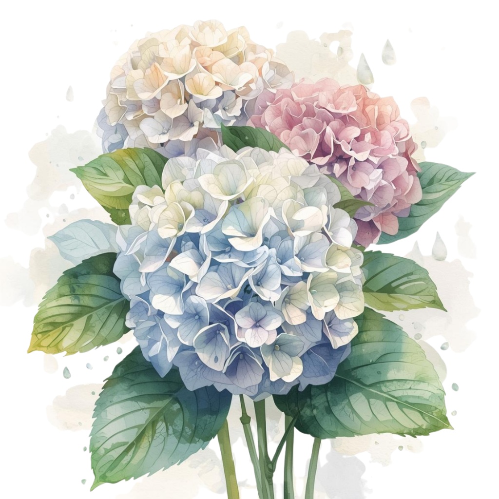 紫陽花・6月のイメージ クリップアートセット1 全41種 PING形式(背景透過)