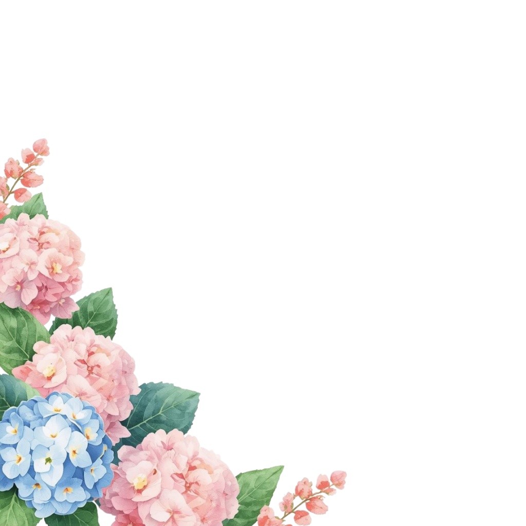 紫陽花・6月のイメージ クリップアートセット1 全41種 PING形式(背景透過)