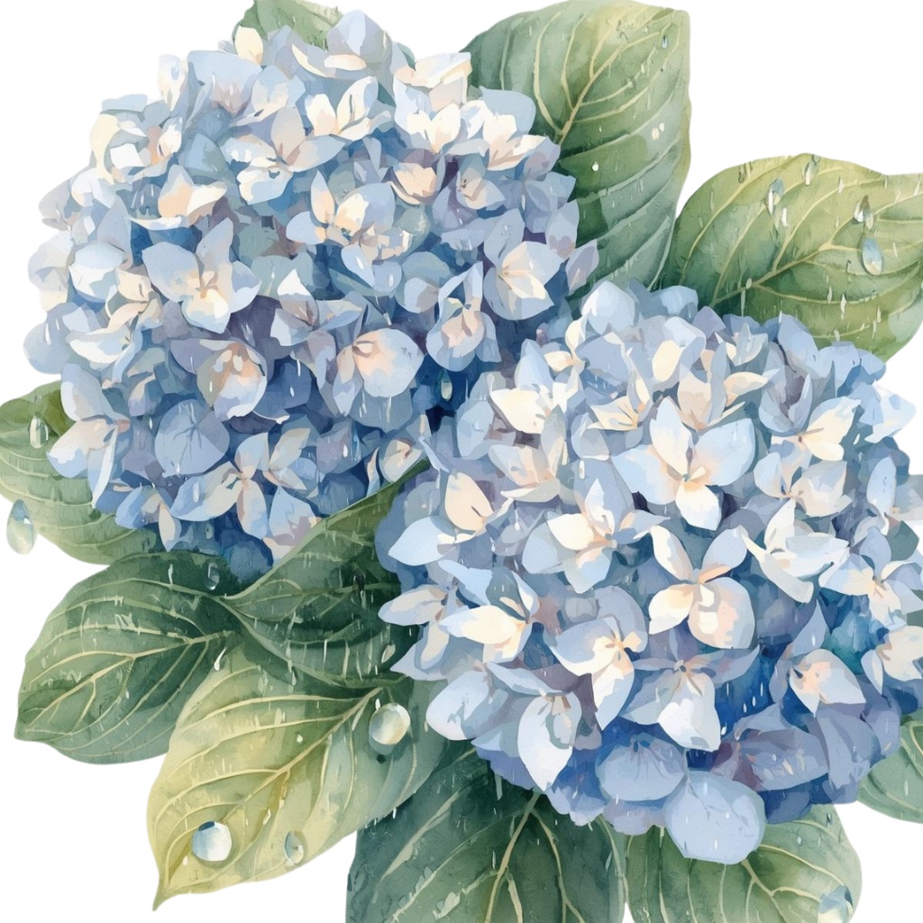 紫陽花・6月のイメージ クリップアートセット1 全41種 PING形式(背景透過)