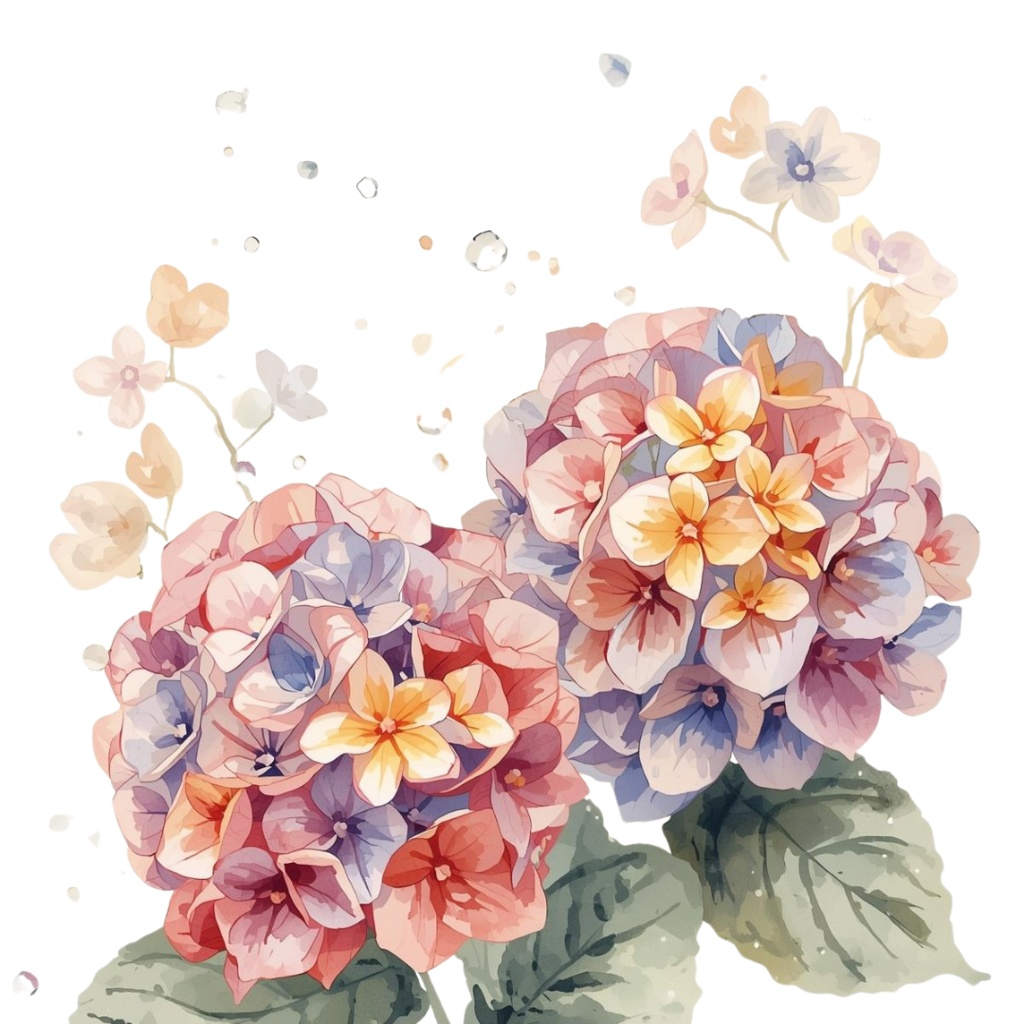 紫陽花・6月のイメージ クリップアートセット1 全41種 PING形式(背景透過)