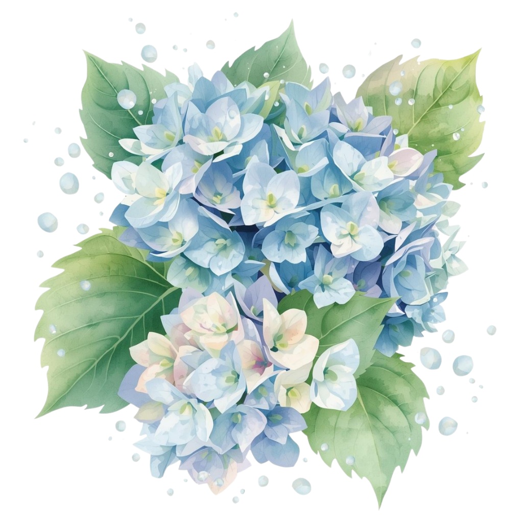 紫陽花・6月のイメージ クリップアートセット1 全41種 PING形式(背景透過)