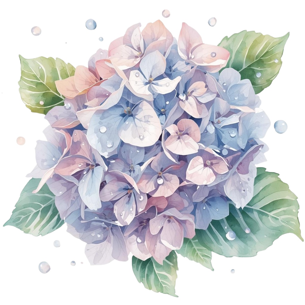 紫陽花・6月のイメージ クリップアートセット2 全45種 PING形式(背景透過)