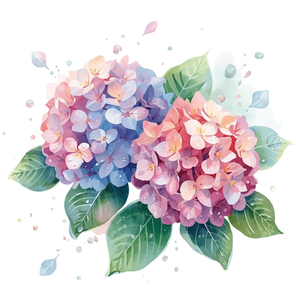 紫陽花・6月のイメージ クリップアートセット2 全45種 PING形式(背景透過)