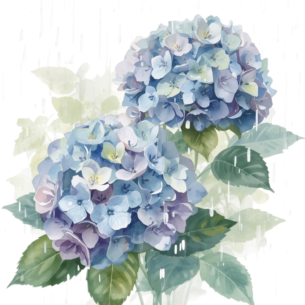 紫陽花・6月のイメージ クリップアートセット2 全45種 PING形式(背景透過)