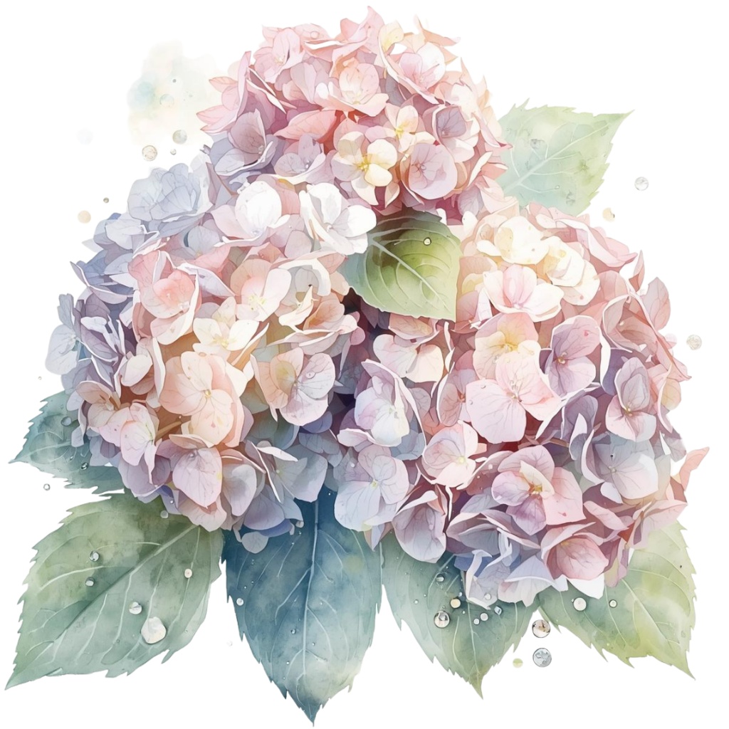 紫陽花・6月のイメージ クリップアートセット3 全46種 PING形式(背景透過)