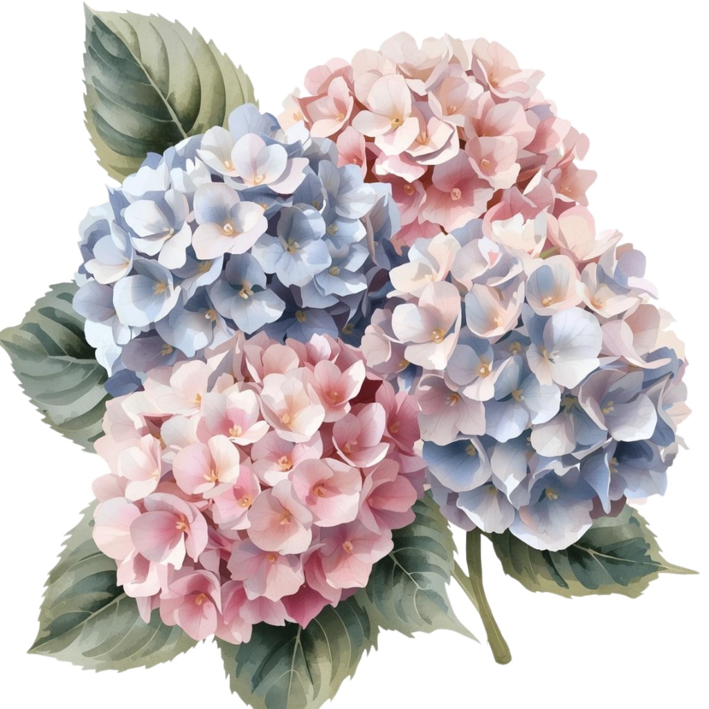 紫陽花・6月のイメージ クリップアートセット3 全46種 PING形式(背景透過)