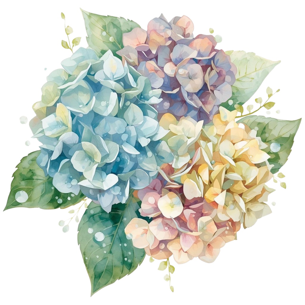 紫陽花・6月のイメージ クリップアートセット3 全46種 PING形式(背景透過)