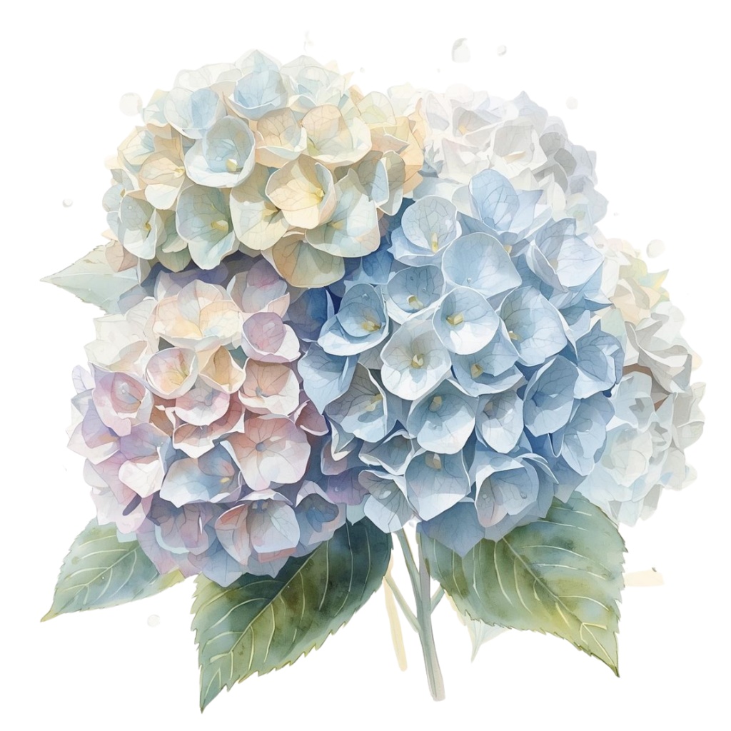 紫陽花・6月のイメージ クリップアートセット4 全45種 PING形式(背景透過)