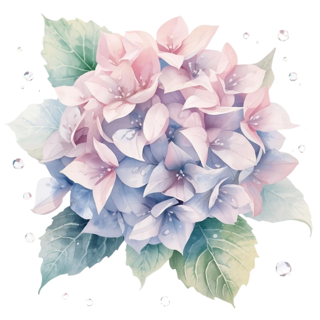 紫陽花・6月のイメージ クリップアートセット4 全45種 PING形式(背景透過)