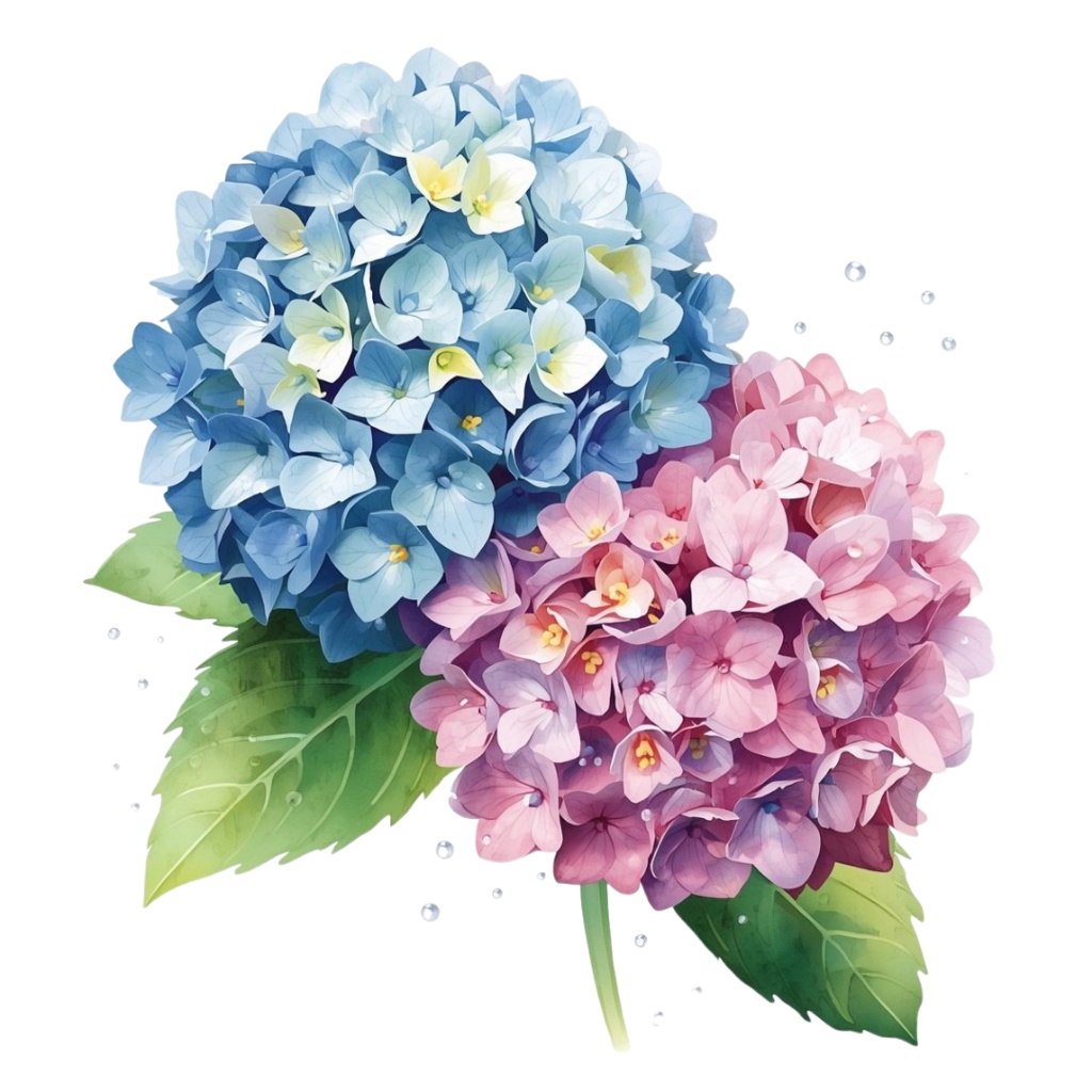 紫陽花・6月のイメージ クリップアートセット4 全45種 PING形式(背景透過)