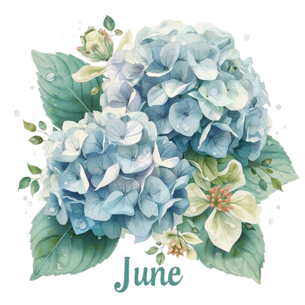 紫陽花・6月のイメージ クリップアートセット4 全45種 PING形式(背景透過)