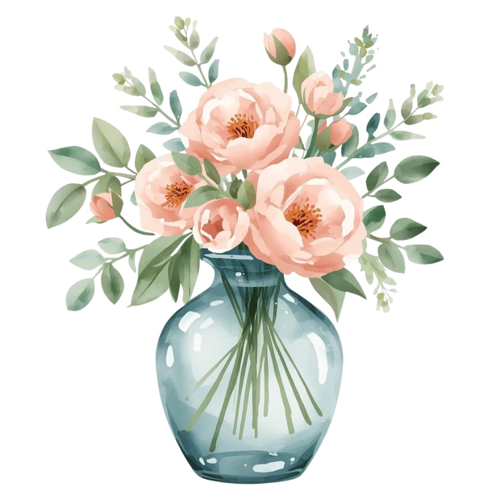 🌼 淡い水彩タッチのフラワーショップ クリップアートセット1 全41種 PNG形式(背景透過)🌼