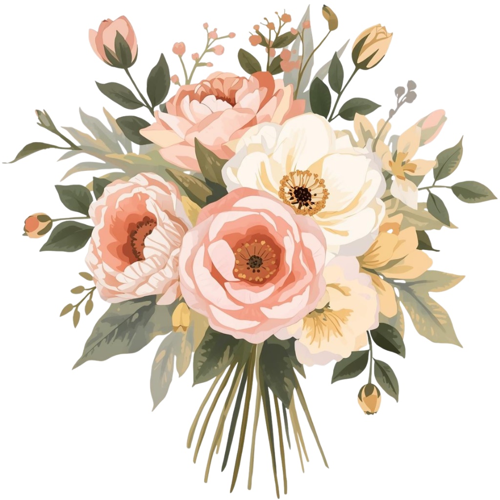 🌼 淡い水彩タッチのフラワーショップ クリップアートセット1 全41種 PNG形式(背景透過)🌼