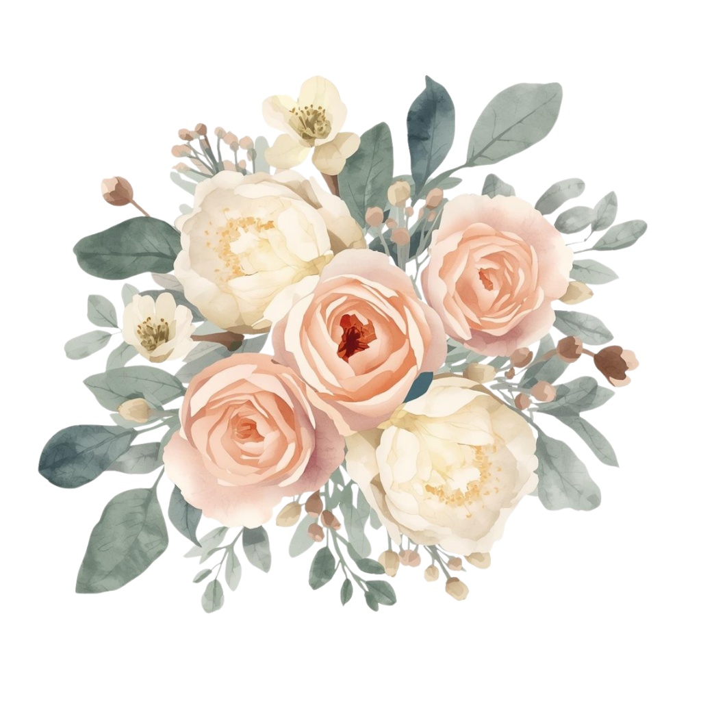 🌼 淡い水彩タッチのフラワーショップ クリップアートセット1 全41種 PNG形式(背景透過)🌼