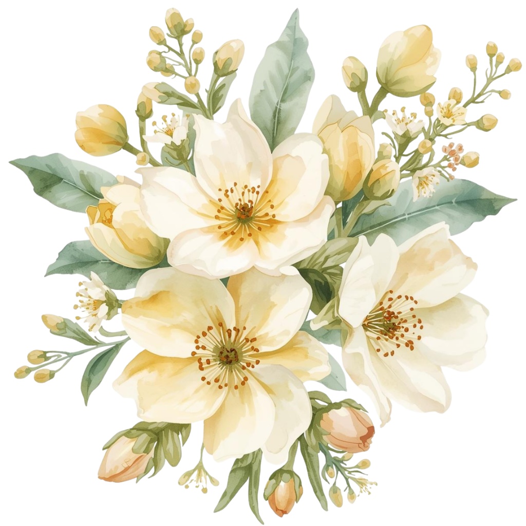 🌼 淡い水彩タッチのフラワーショップ クリップアートセット1 全41種 PNG形式(背景透過)🌼