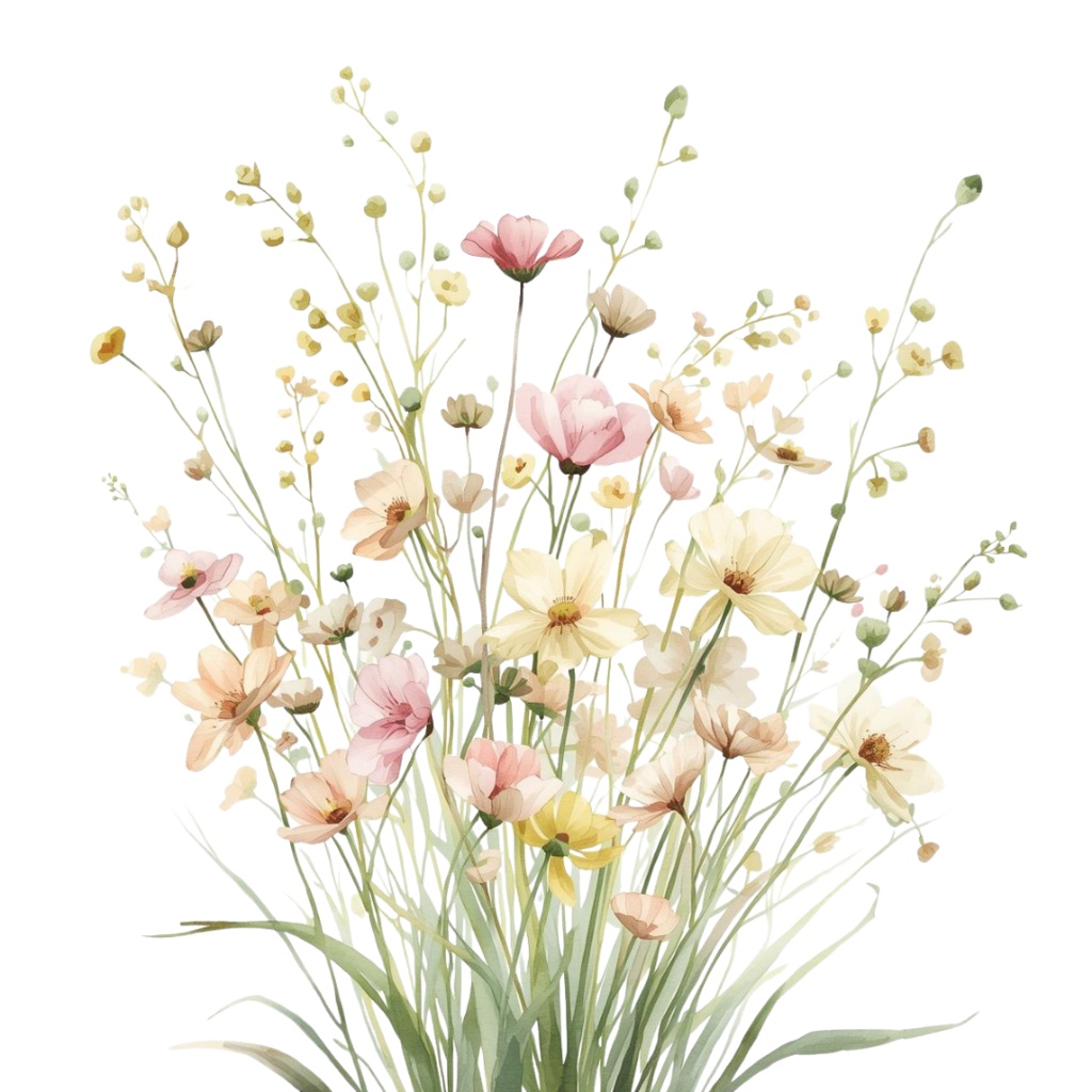 🌼 淡い水彩タッチのフラワーショップ クリップアートセット1 全41種 PNG形式(背景透過)🌼