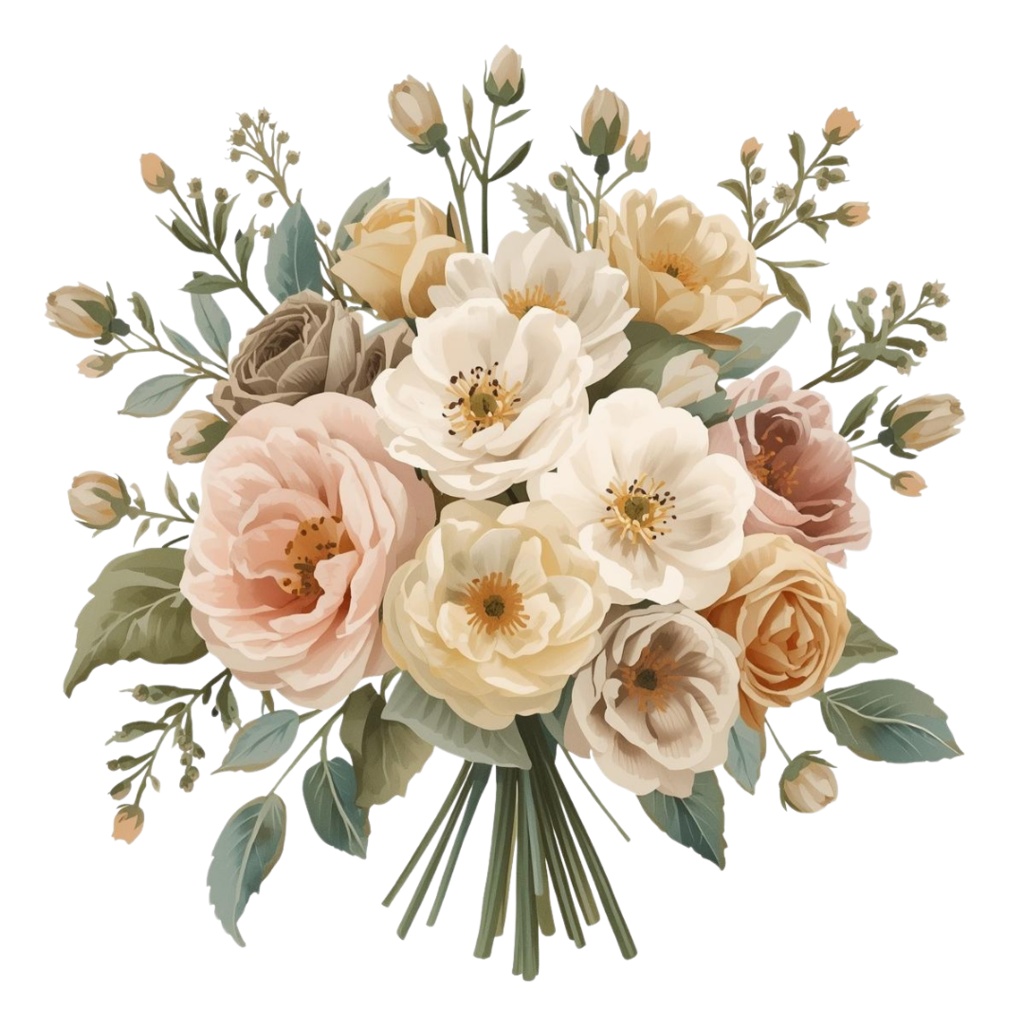 🌼 淡い水彩タッチのフラワーショップ クリップアートセット1 全41種 PNG形式(背景透過)🌼