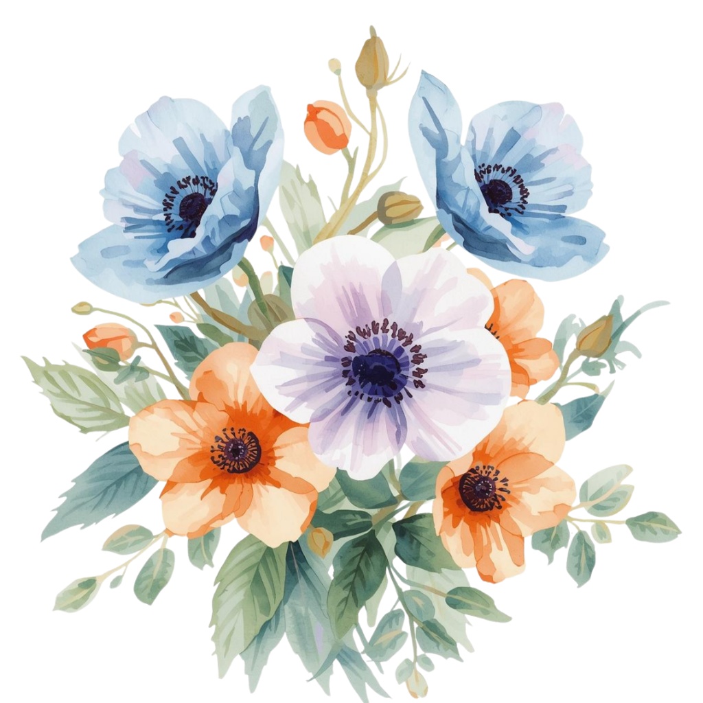 🌼 淡い水彩タッチのフラワーショップ クリップアートセット1 全41種 PNG形式(背景透過)🌼