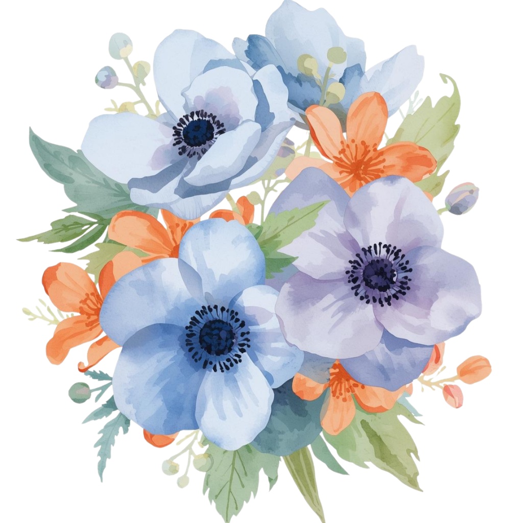 🌼 淡い水彩タッチのフラワーショップ クリップアートセット1 全41種 PNG形式(背景透過)🌼