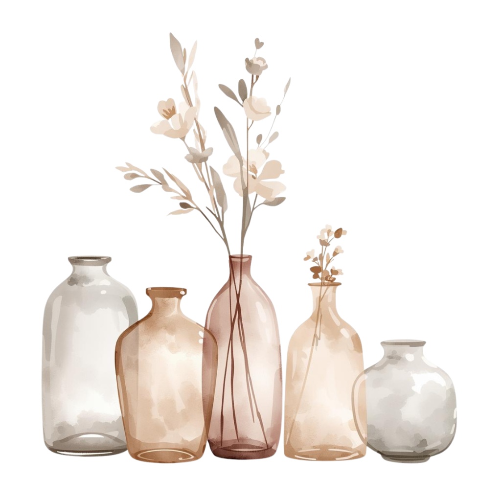 🌼 淡い水彩タッチのフラワーショップ クリップアートセット1 全41種 PNG形式(背景透過)🌼