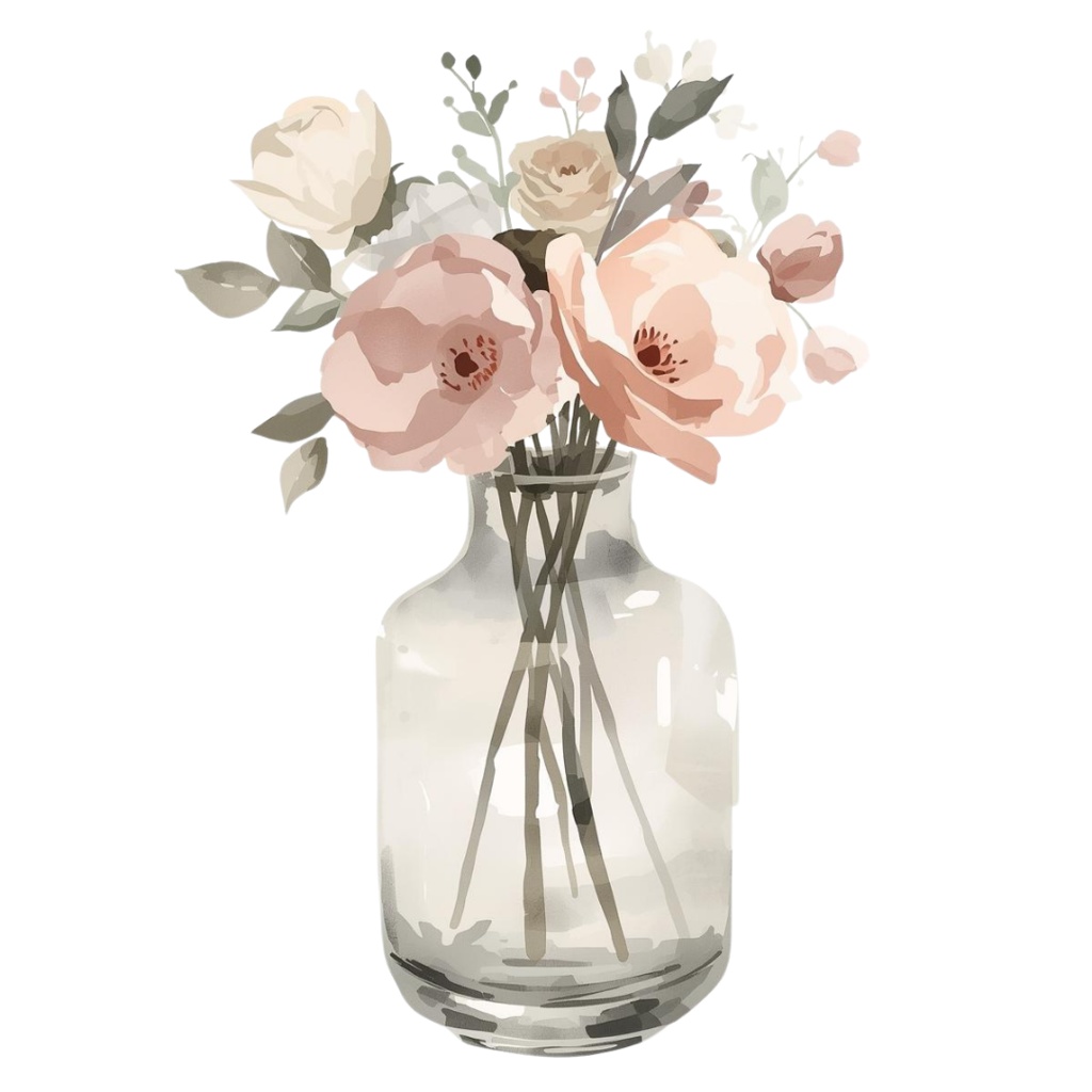 🌼 淡い水彩タッチのフラワーショップ クリップアートセット1 全41種 PNG形式(背景透過)🌼