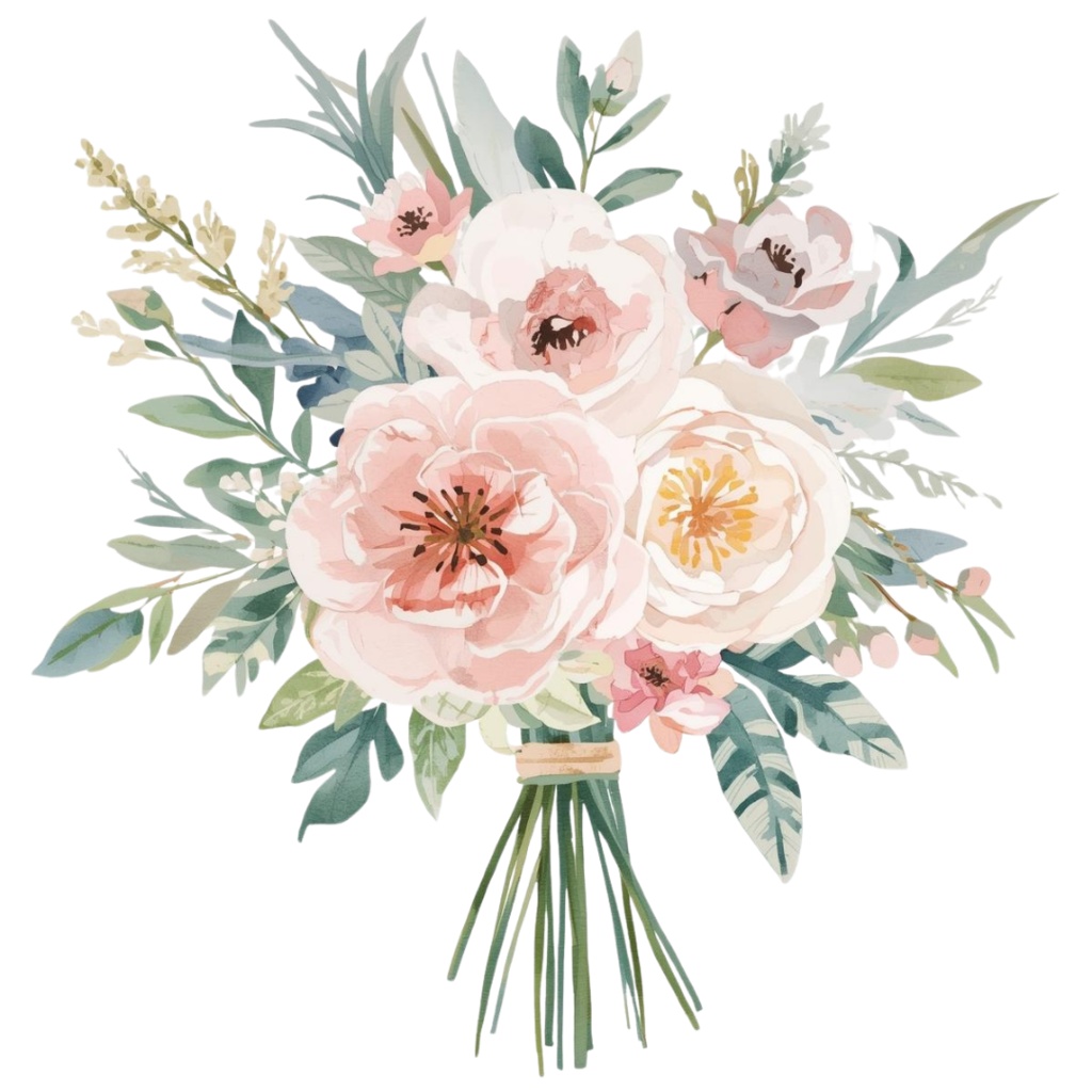 🌼 淡い水彩タッチのフラワーショップ クリップアートセット2 全50種 PNG形式(背景透過)🌼