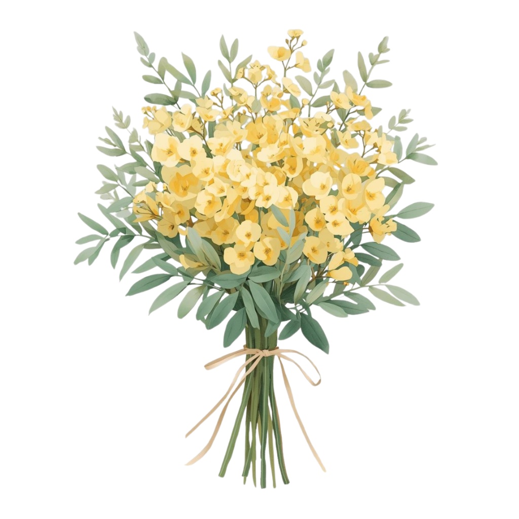 🌼 淡い水彩タッチのフラワーショップ クリップアートセット2 全50種 PNG形式(背景透過)🌼