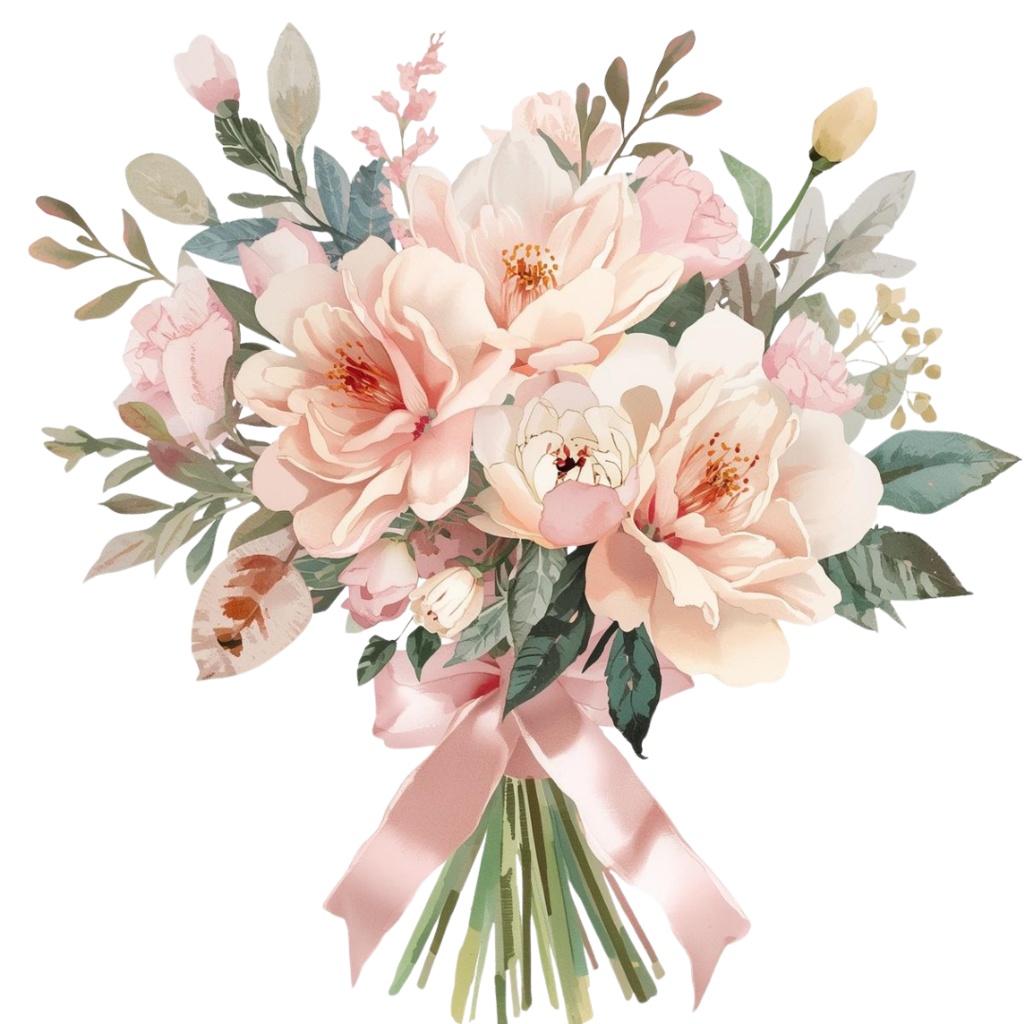 🌼 淡い水彩タッチのフラワーショップ クリップアートセット2 全50種 PNG形式(背景透過)🌼